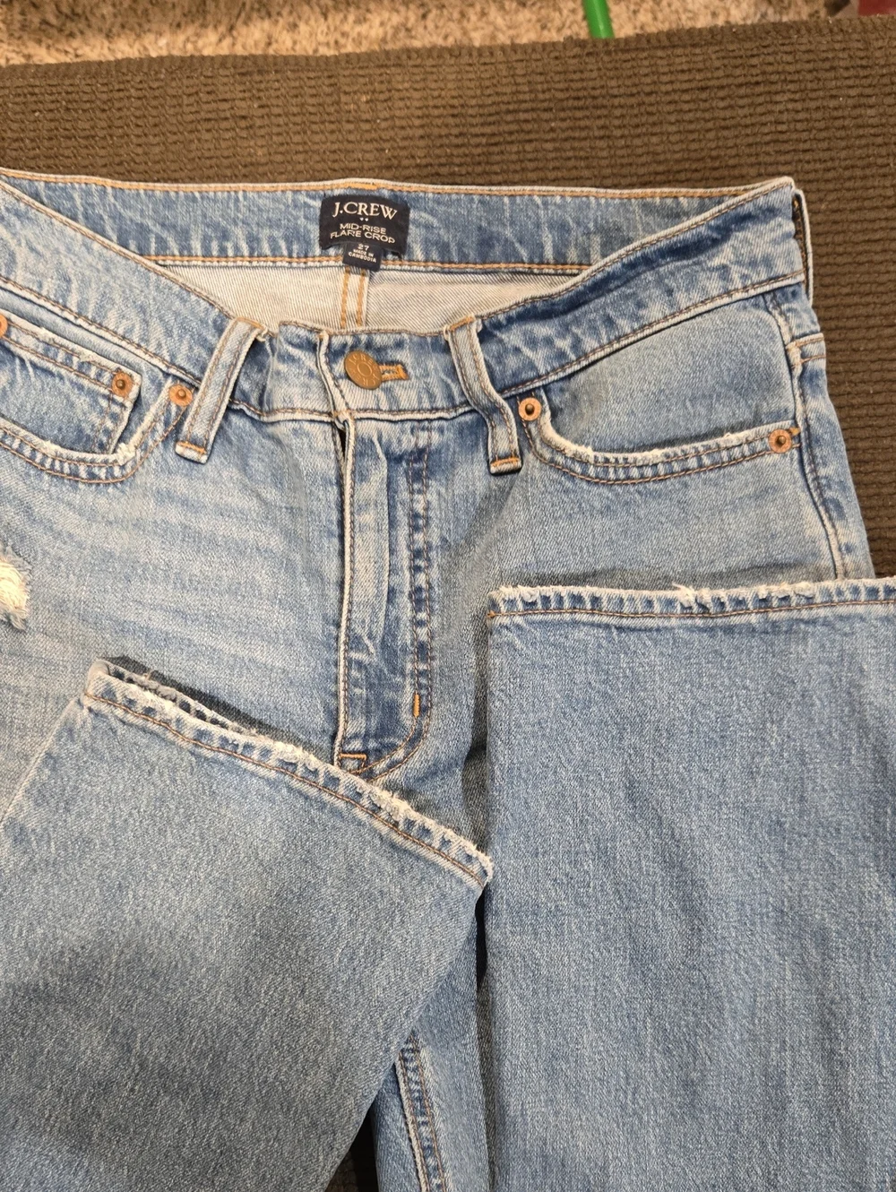 J. Crew Light Blue Distressed Straight Jeans